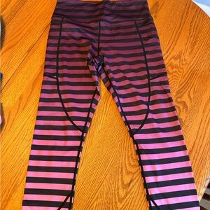 ZYIA Activewear workout Leggings in Pink and Black Stripes